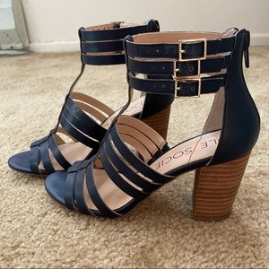 Navy Sole Society Elise block heels